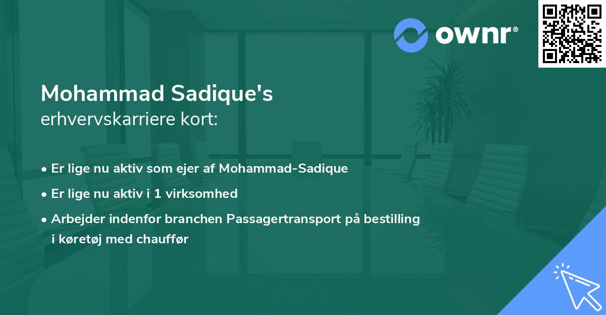 Mohammad Sadique's erhvervskarriere kort