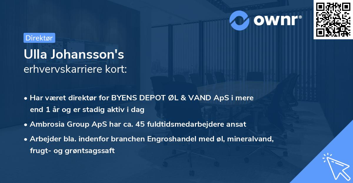 Ulla Johansson's erhvervskarriere kort