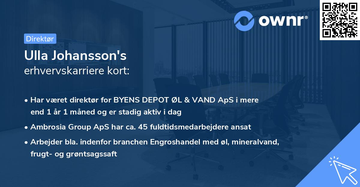 Ulla Johansson's erhvervskarriere kort