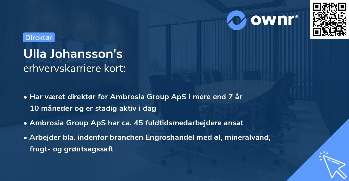 Ulla Johansson's erhvervskarriere kort