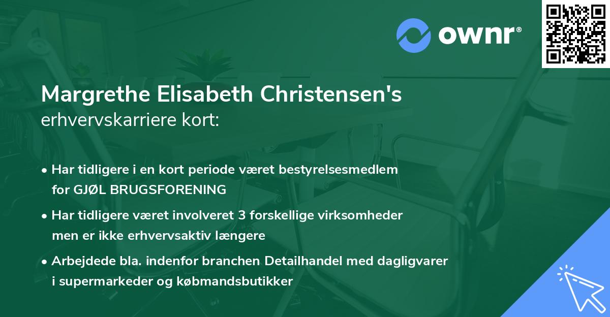 Margrethe Elisabeth Christensen's erhvervskarriere kort