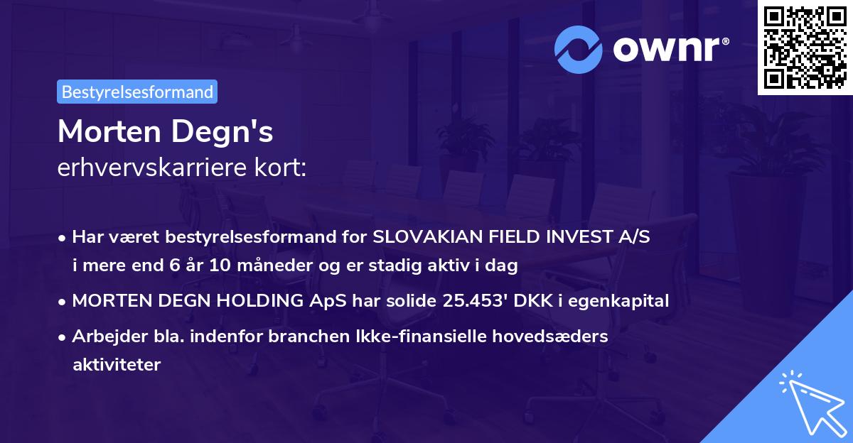 Morten Degn's erhvervskarriere kort
