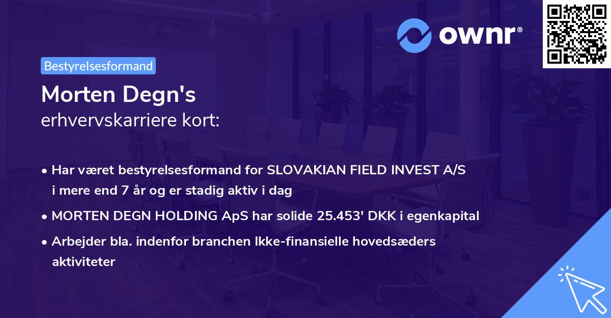 Morten Degn's erhvervskarriere kort