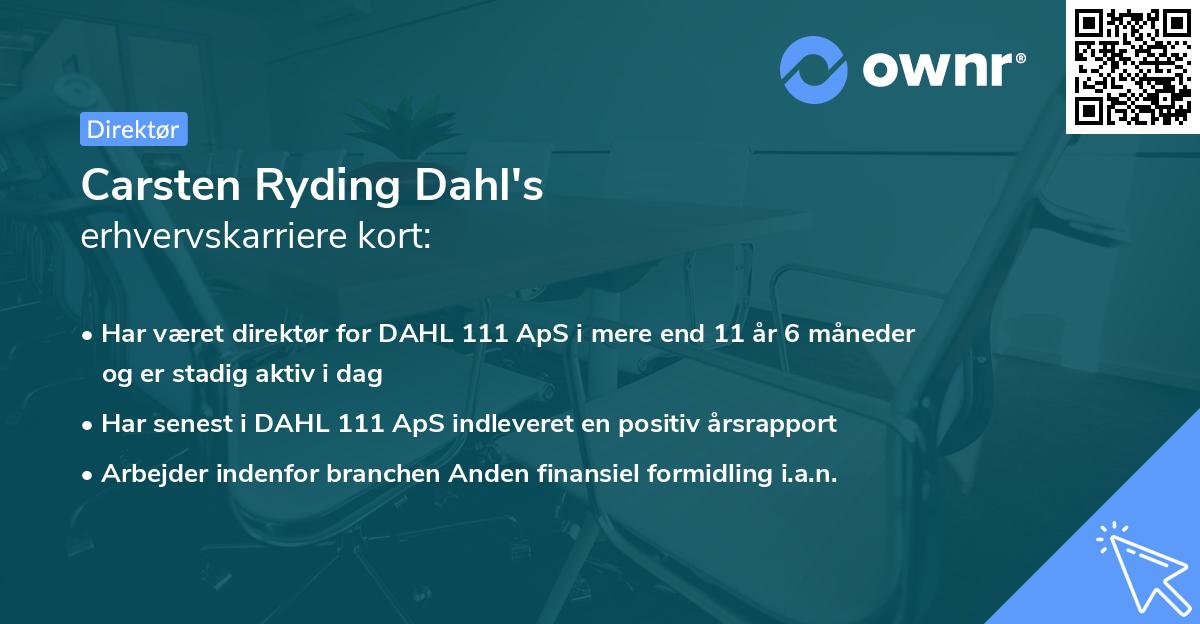 Carsten Ryding Dahl's erhvervskarriere kort