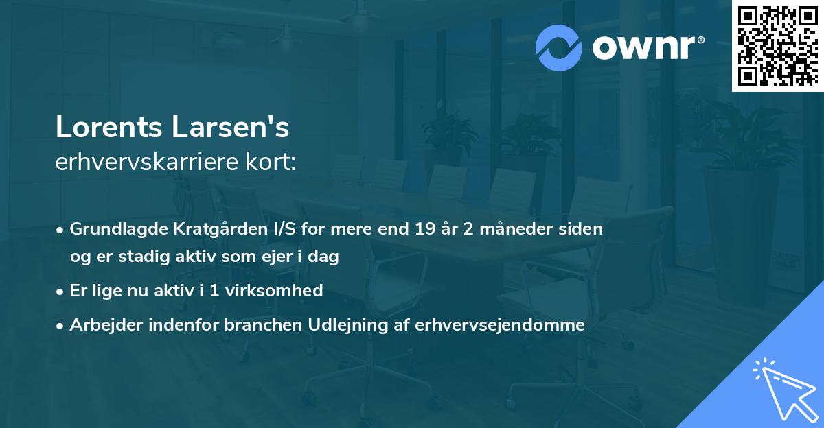 Lorents Larsen's erhvervskarriere kort