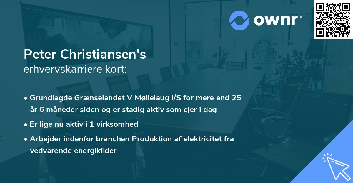 Peter Christiansen's erhvervskarriere kort