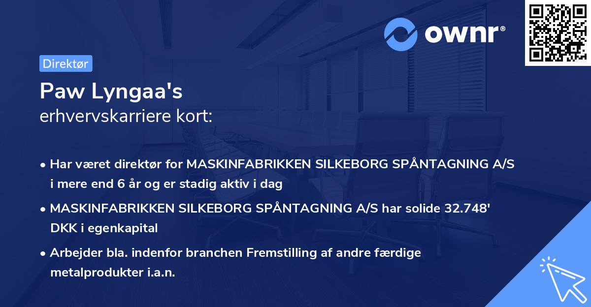 Paw Lyngaa's erhvervskarriere kort