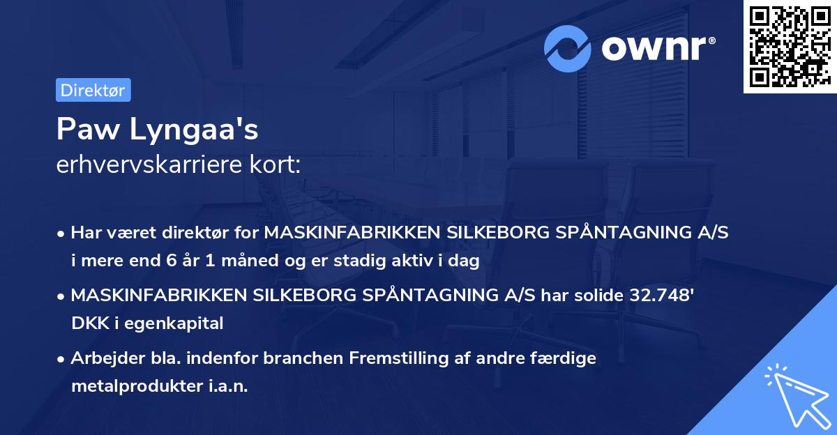 Paw Lyngaa's erhvervskarriere kort