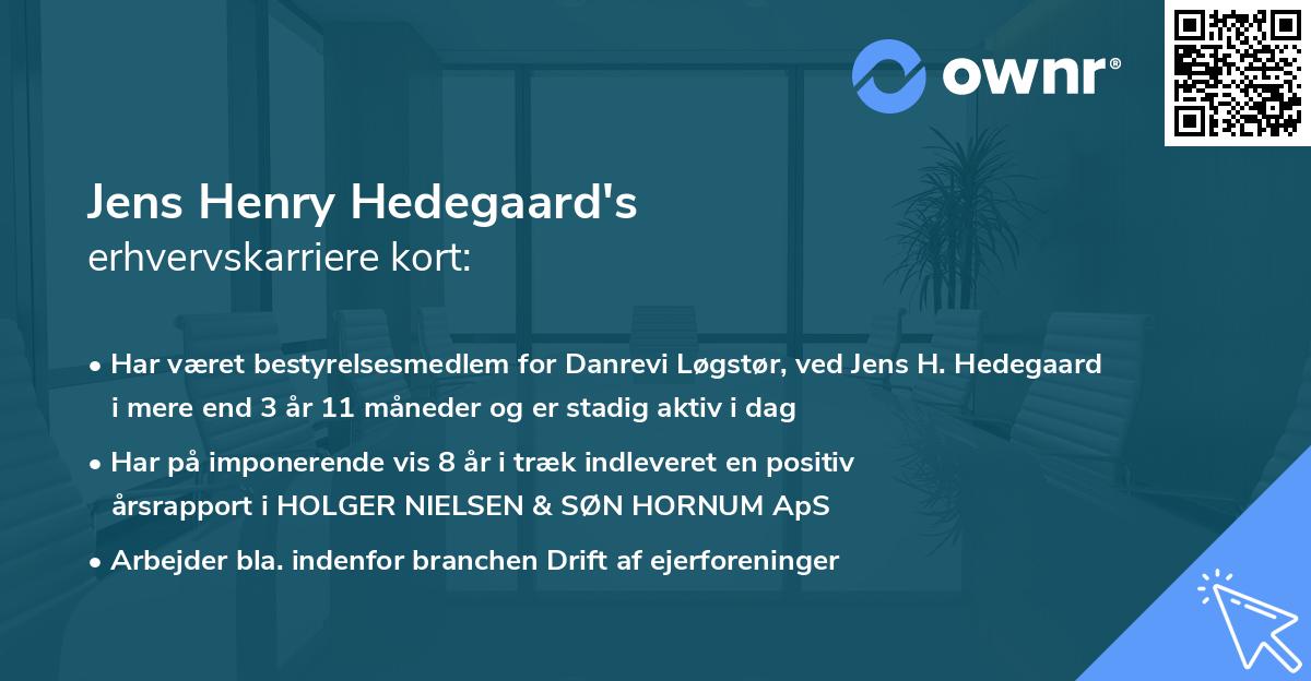 Jens Henry Hedegaard's erhvervskarriere kort