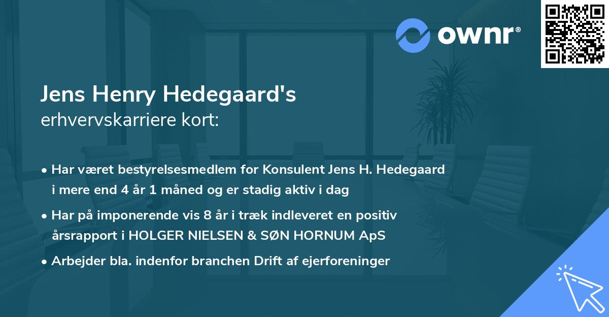Jens Henry Hedegaard's erhvervskarriere kort