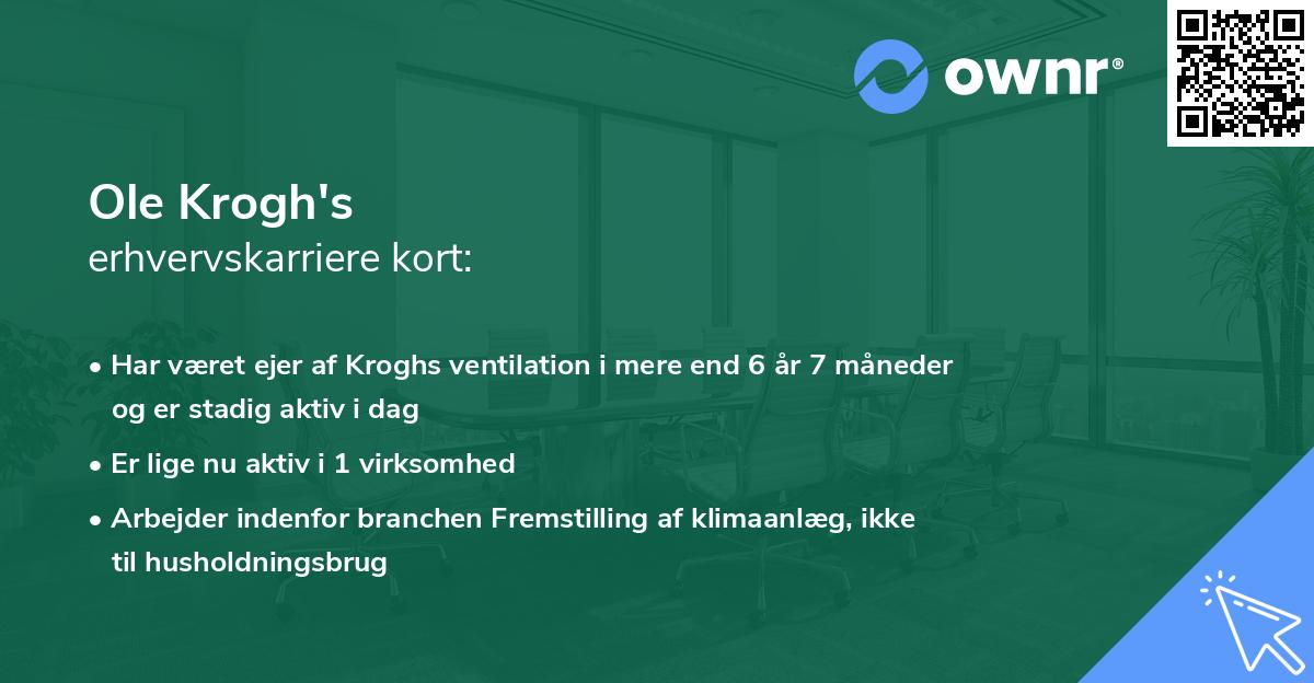 Ole Krogh's erhvervskarriere kort