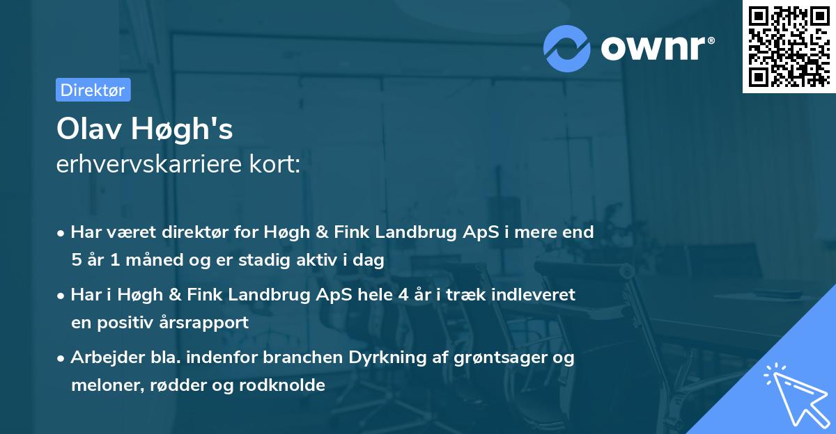 Olav Høgh's erhvervskarriere kort