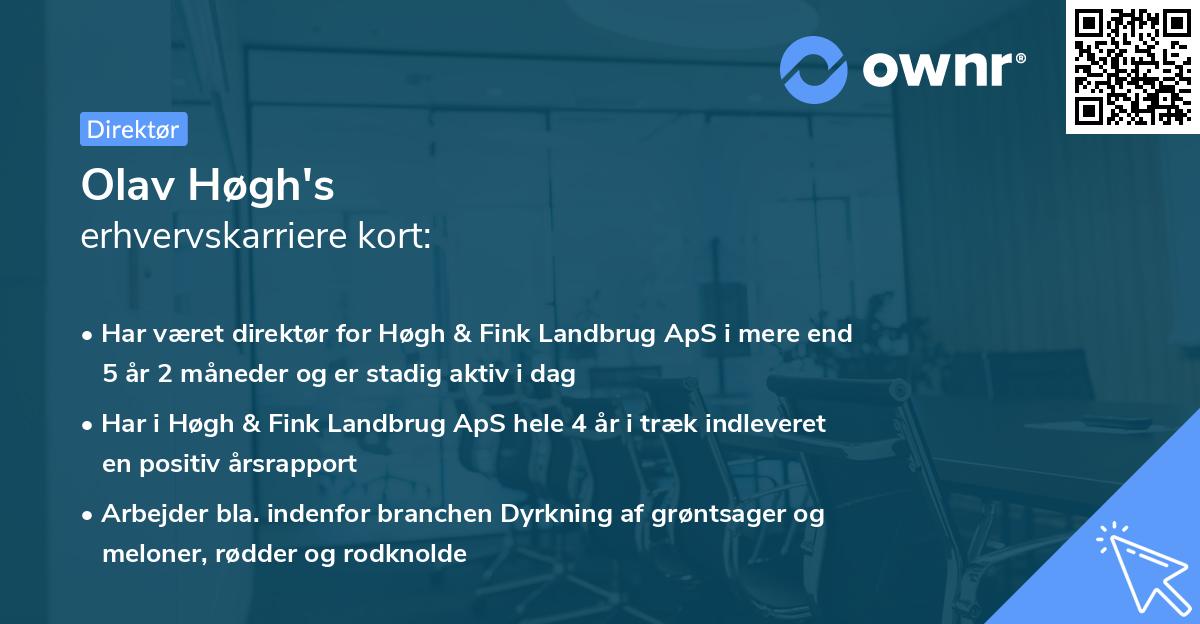 Olav Høgh's erhvervskarriere kort