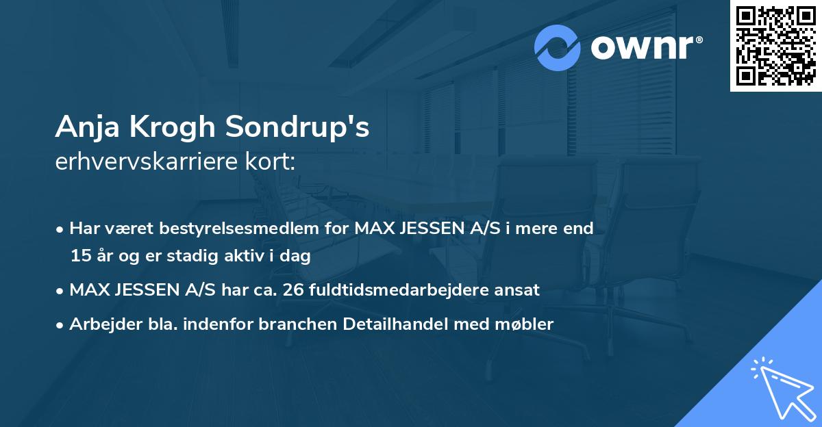 Anja Krogh Sondrup's erhvervskarriere kort