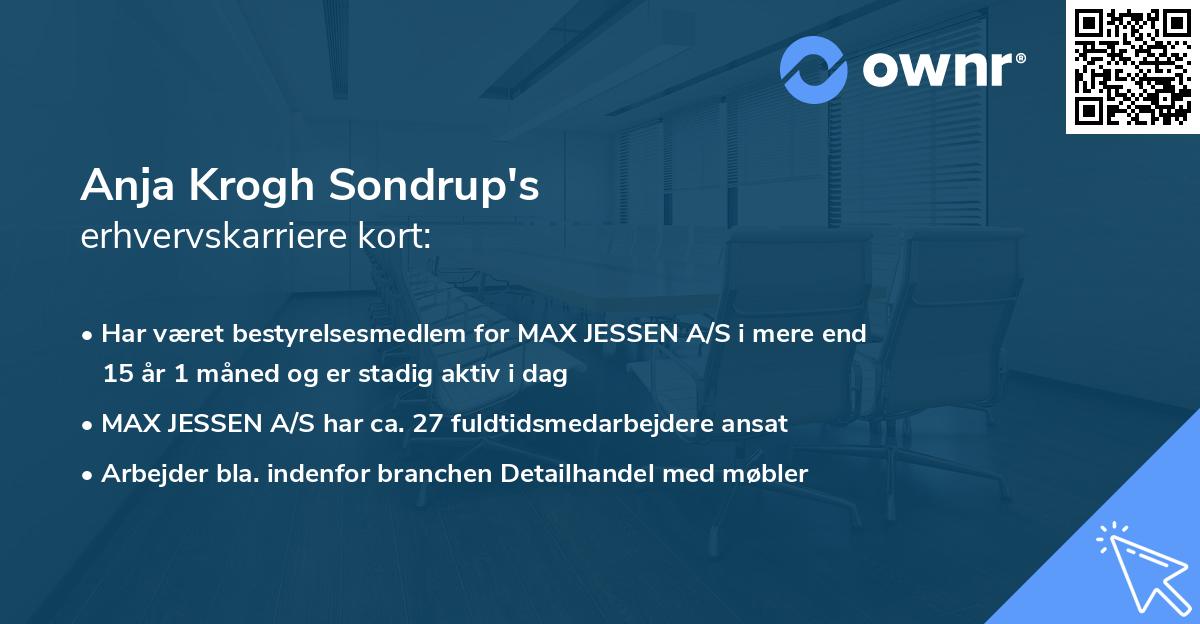 Anja Krogh Sondrup's erhvervskarriere kort