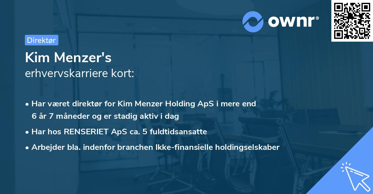 Kim Menzer's erhvervskarriere kort