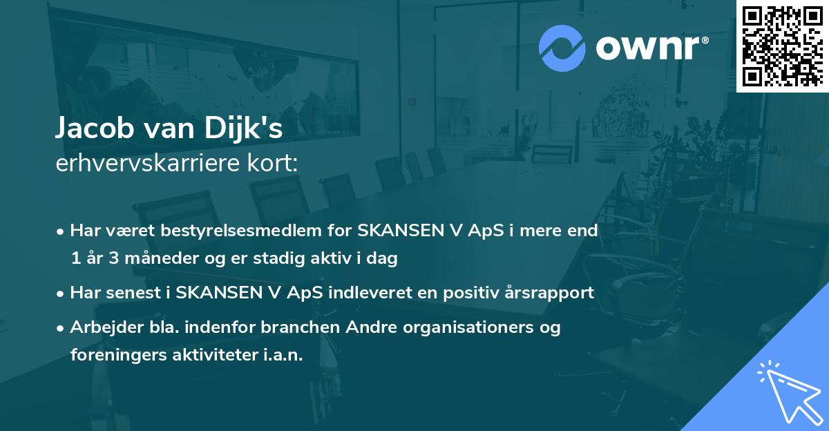 Jacob van Dijk's erhvervskarriere kort