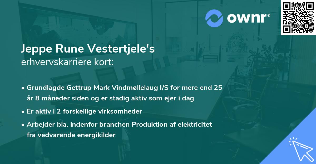 Jeppe Rune Vestertjele's erhvervskarriere kort