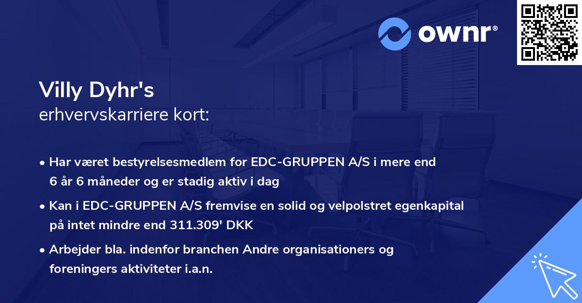 Villy Dyhr's erhvervskarriere kort