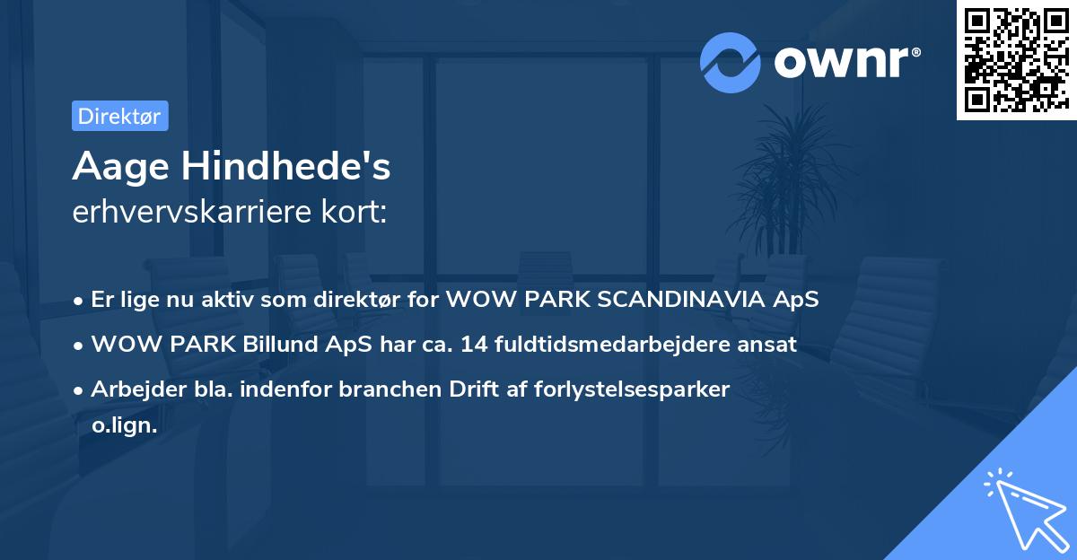 Aage Hindhede's erhvervskarriere kort