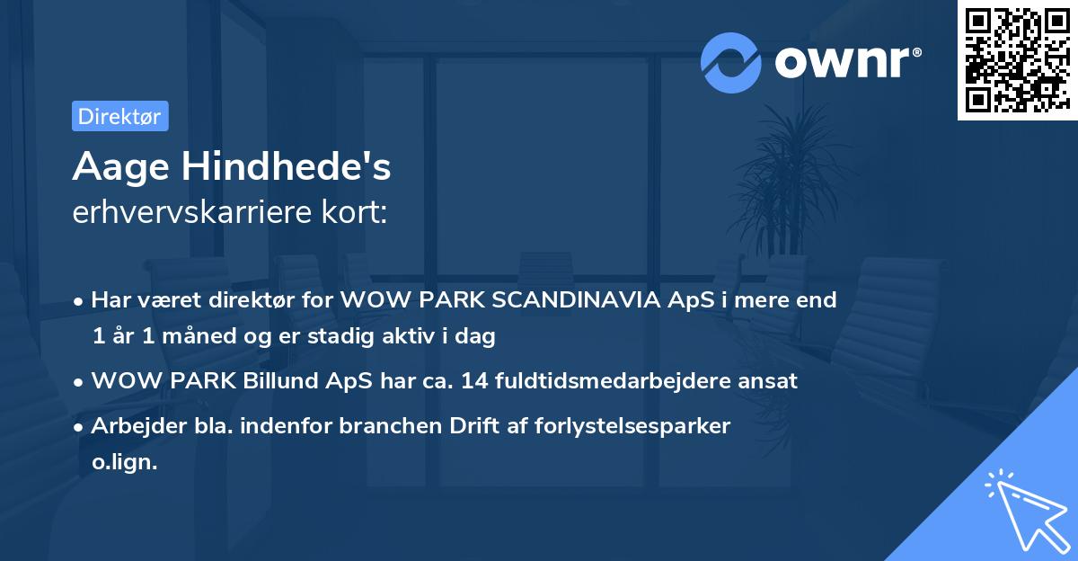 Aage Hindhede's erhvervskarriere kort