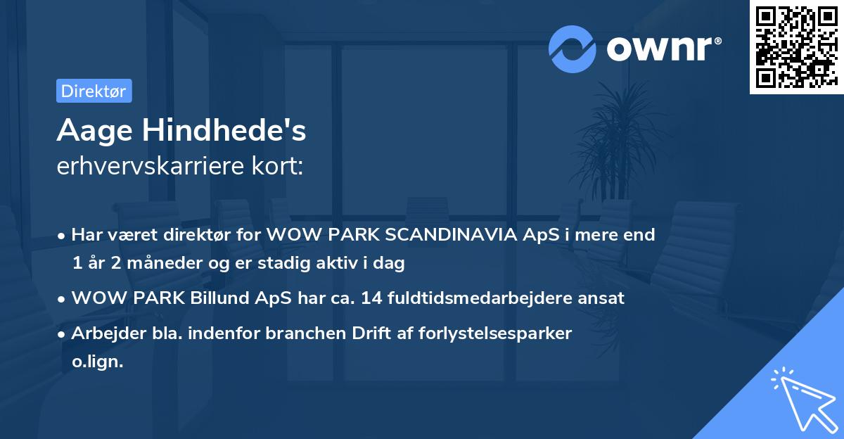 Aage Hindhede's erhvervskarriere kort