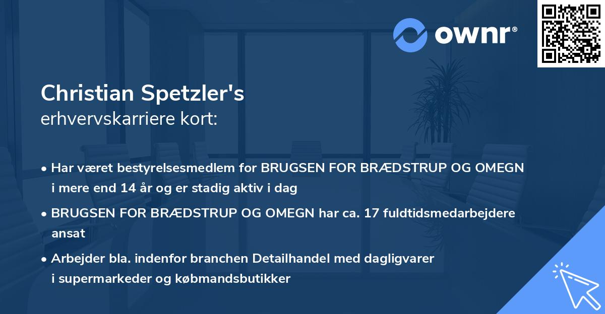 Christian Spetzler's erhvervskarriere kort