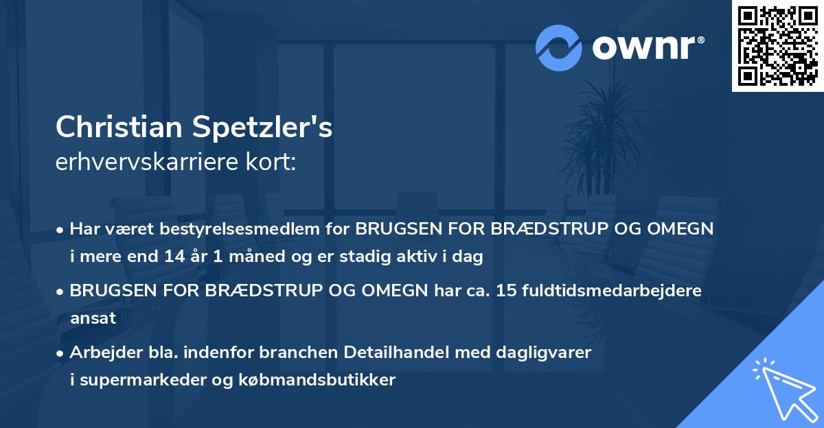 Christian Spetzler's erhvervskarriere kort