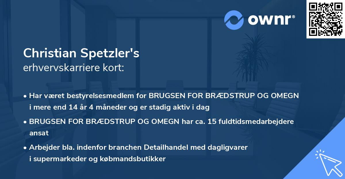 Christian Spetzler's erhvervskarriere kort