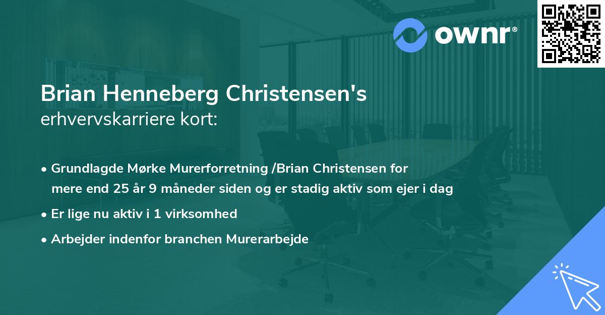 Brian Henneberg Christensen's erhvervskarriere kort