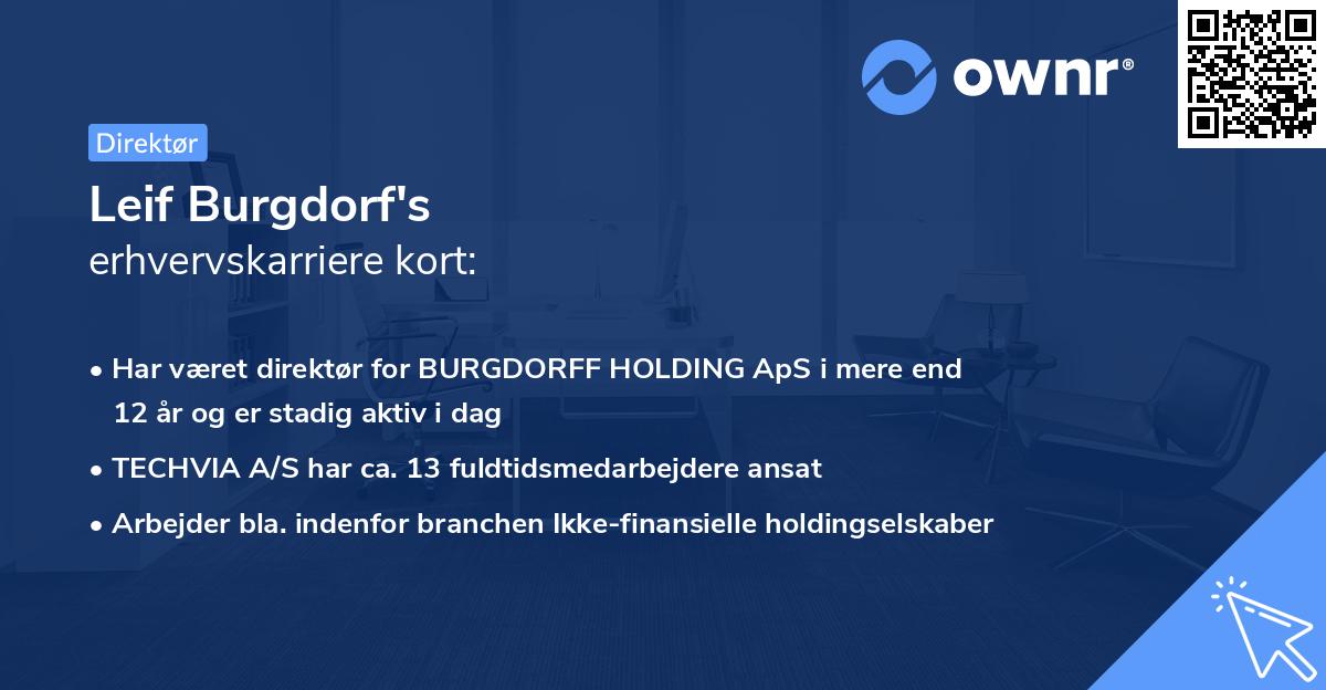 Leif Burgdorf's erhvervskarriere kort