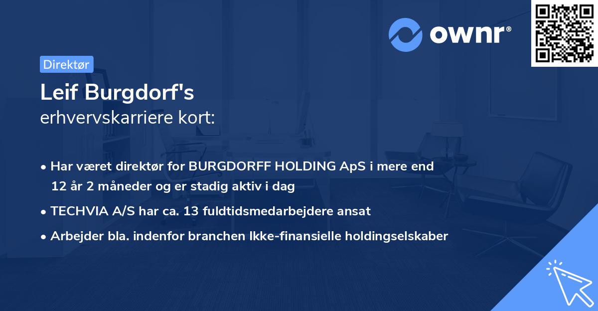 Leif Burgdorf's erhvervskarriere kort