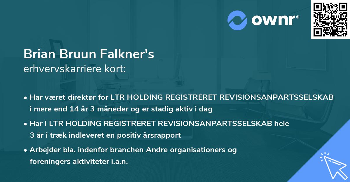 Brian Bruun Falkner's erhvervskarriere kort