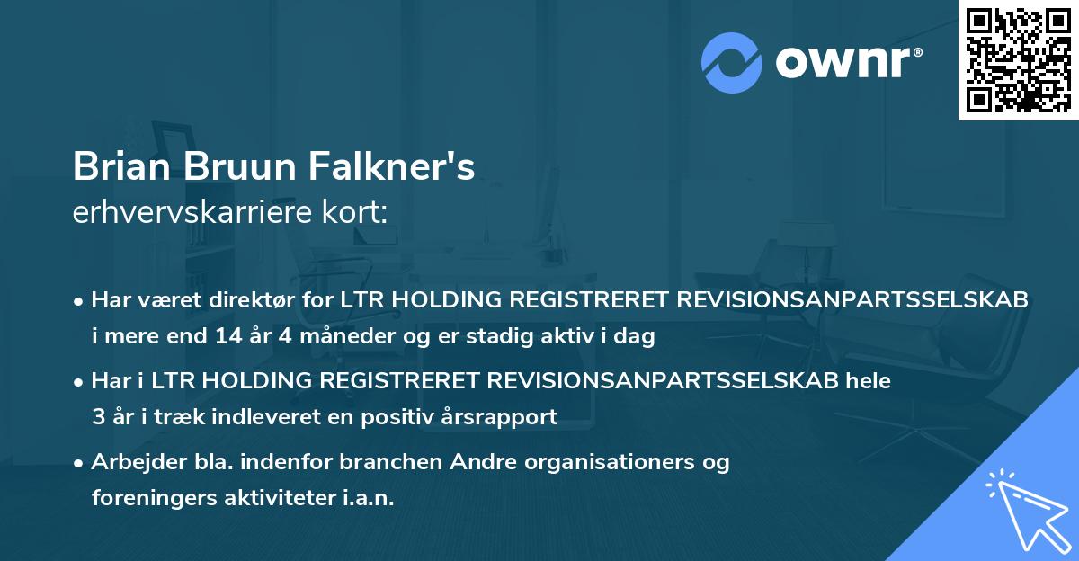 Brian Bruun Falkner's erhvervskarriere kort
