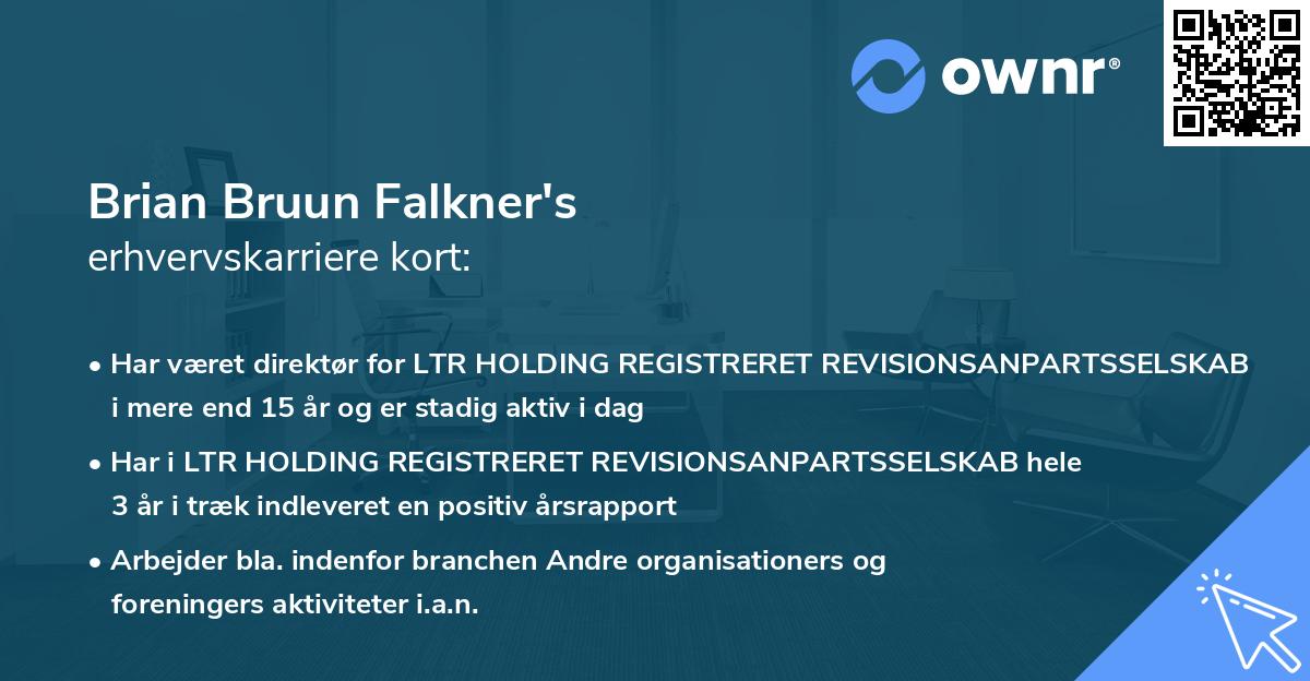 Brian Bruun Falkner's erhvervskarriere kort