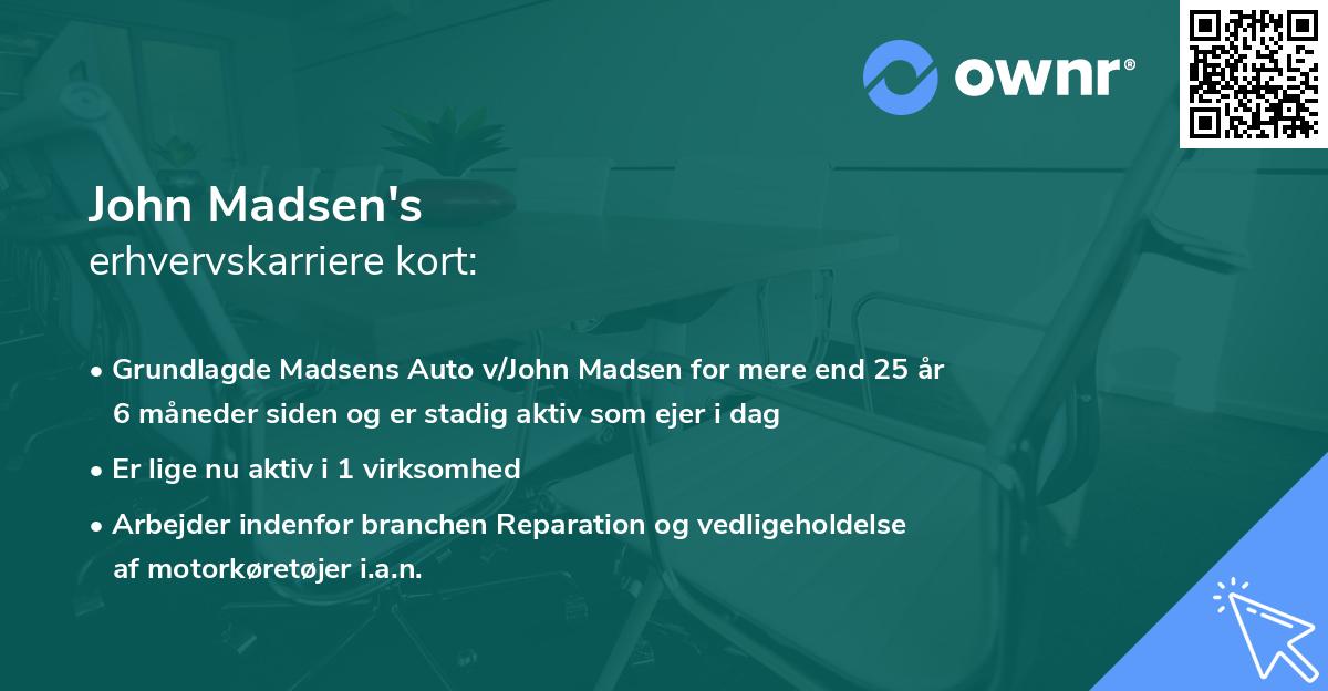 John Madsen's erhvervskarriere kort