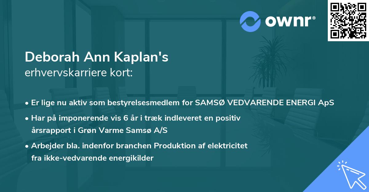 Deborah Ann Kaplan's erhvervskarriere kort