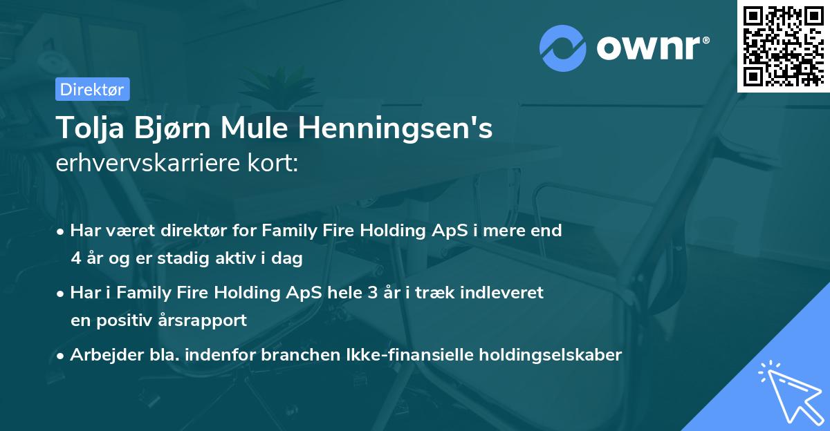 Tolja Bjørn Mule Henningsen's erhvervskarriere kort