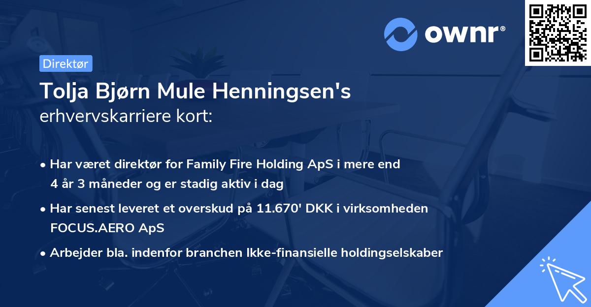 Tolja Bjørn Mule Henningsen's erhvervskarriere kort