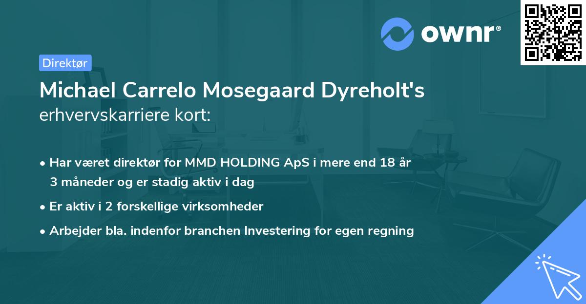 Michael Carrelo Mosegaard Dyreholt's erhvervskarriere kort