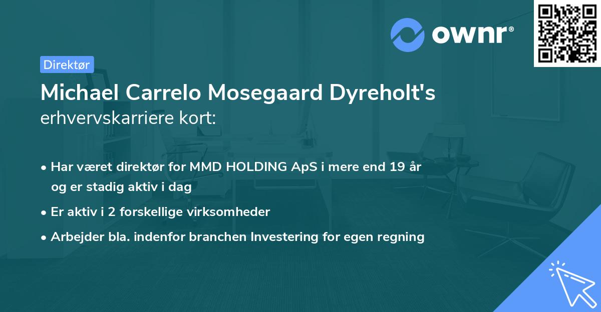 Michael Carrelo Mosegaard Dyreholt's erhvervskarriere kort