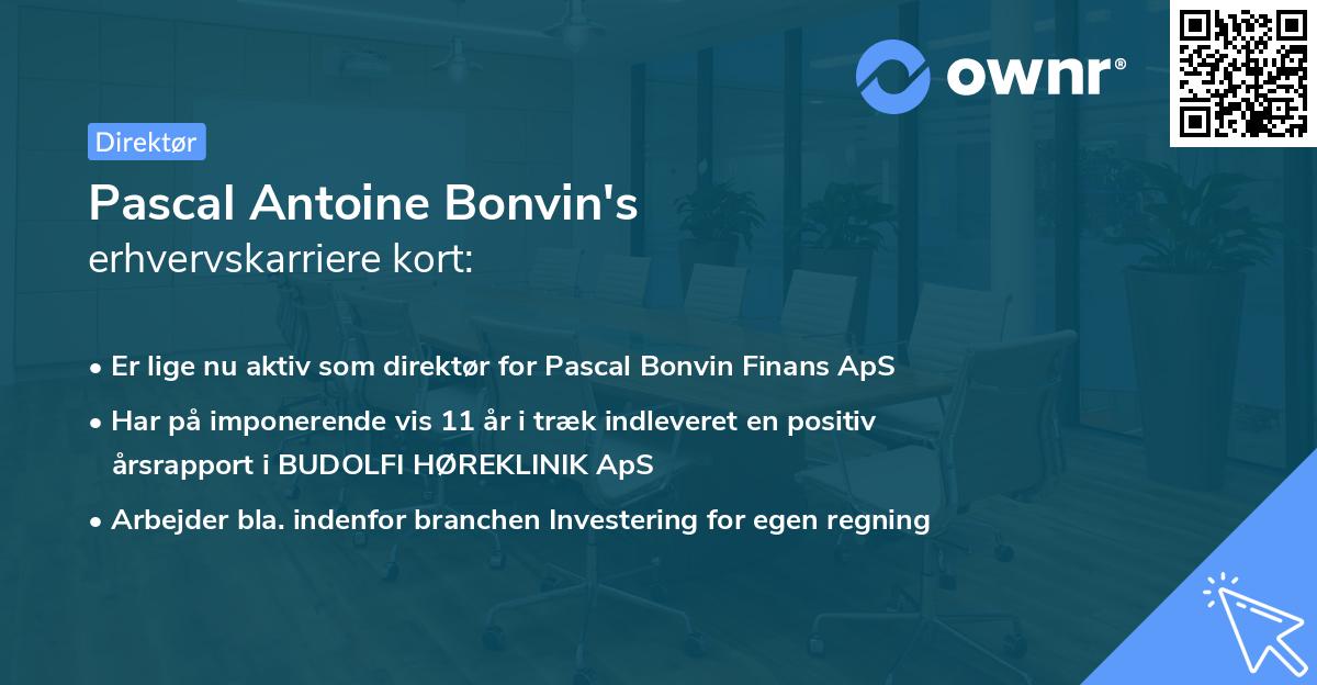 Pascal Antoine Bonvin's erhvervskarriere kort