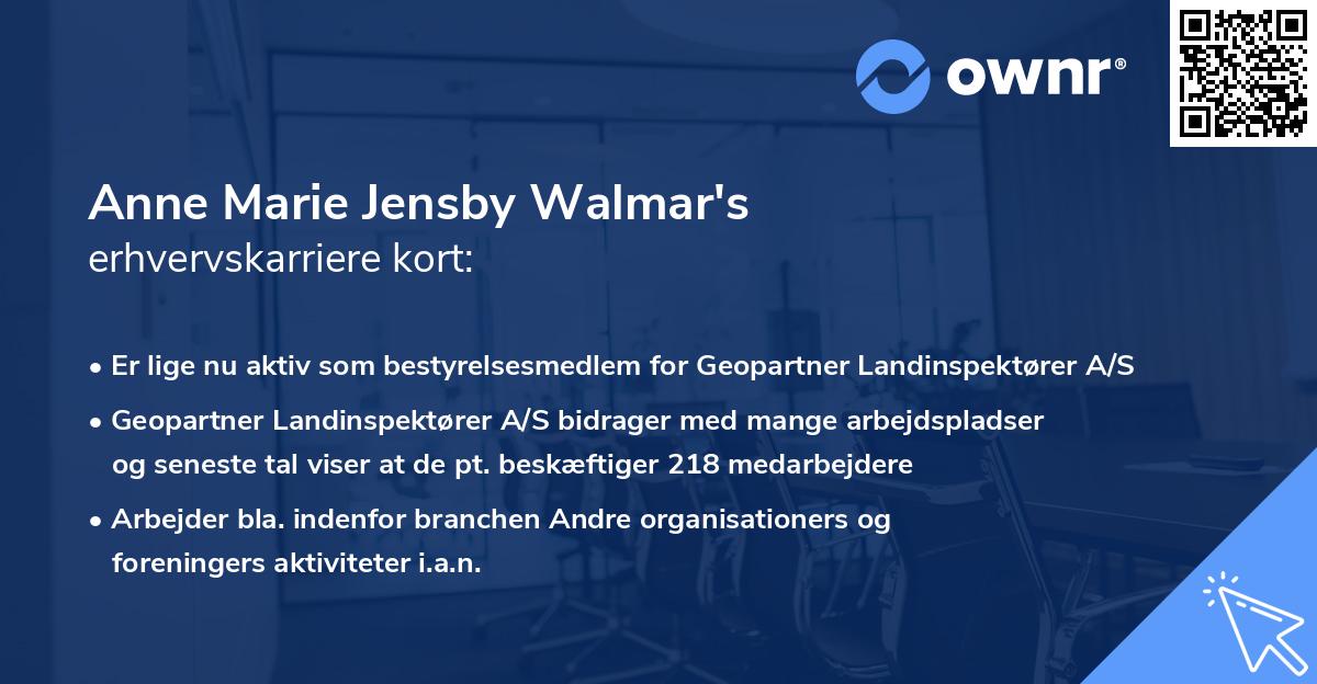 Anne Marie Jensby Walmar's erhvervskarriere kort