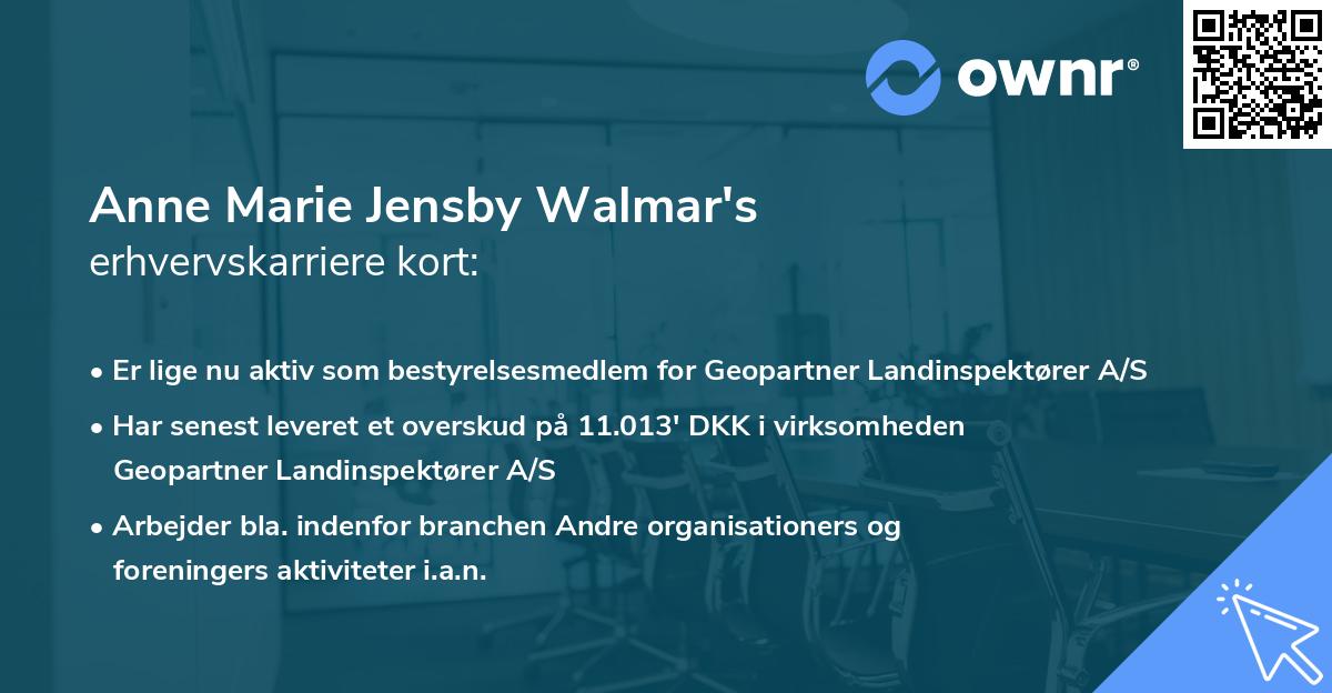 Anne Marie Jensby Walmar's erhvervskarriere kort