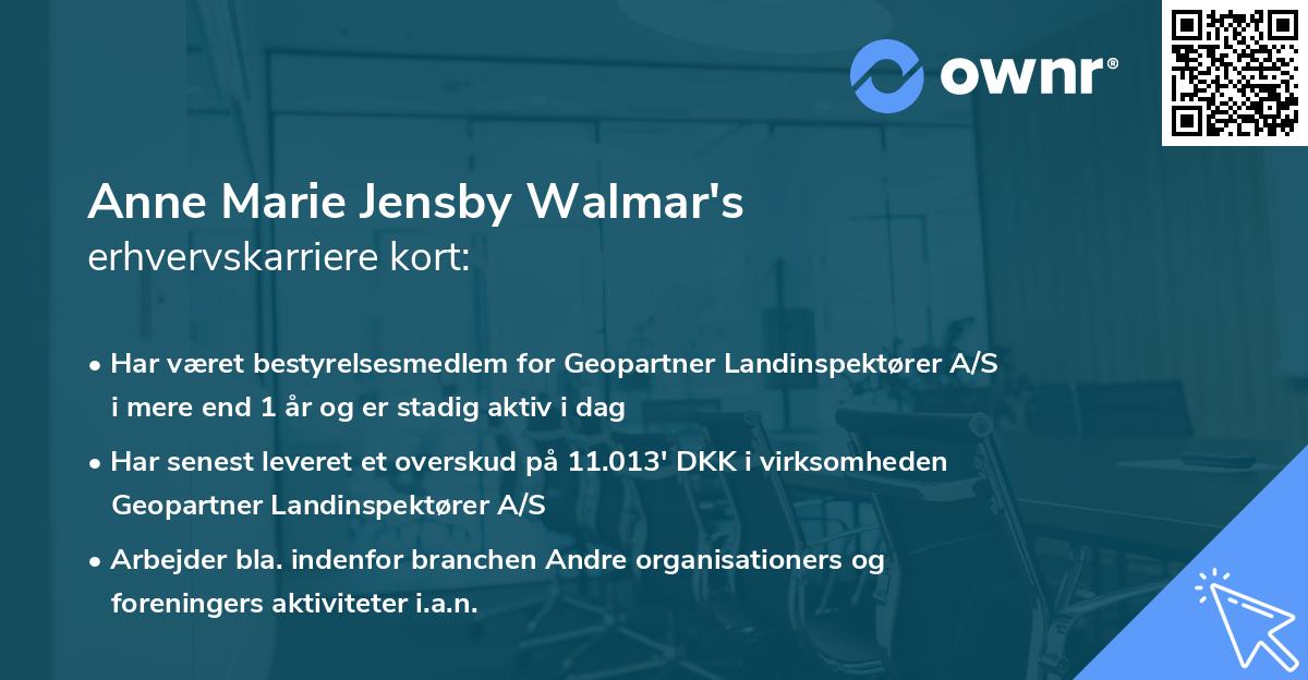 Anne Marie Jensby Walmar's erhvervskarriere kort