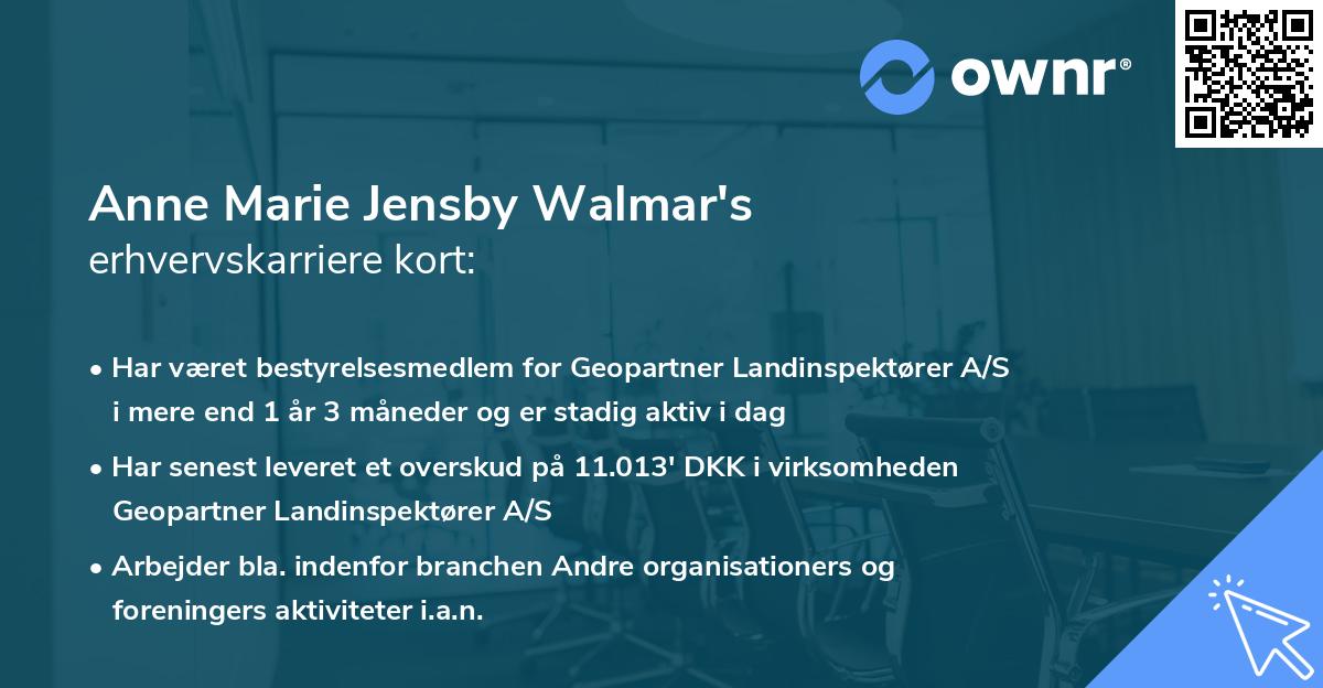 Anne Marie Jensby Walmar's erhvervskarriere kort