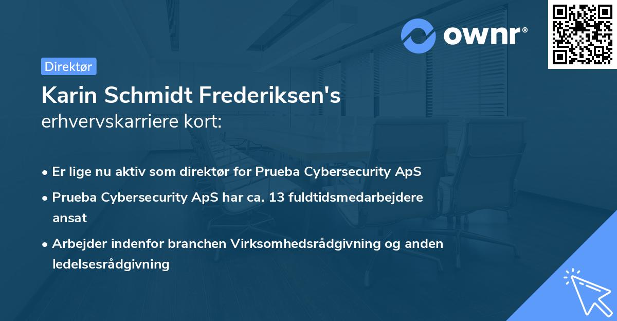 Karin Schmidt Frederiksen's erhvervskarriere kort
