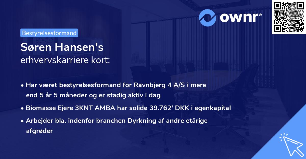 Søren Hansen's erhvervskarriere kort