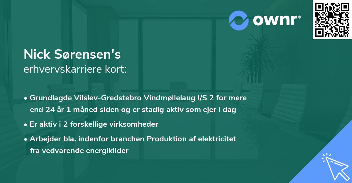 Nick Sørensen's erhvervskarriere kort
