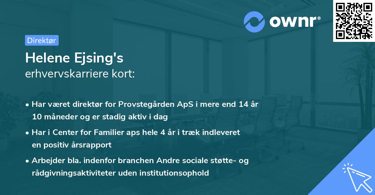 Helene Ejsing's erhvervskarriere kort